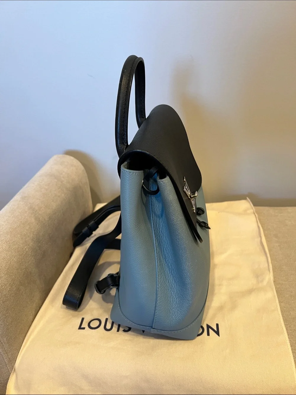 Louis Vuitton Black and Blue Leather Top-Handle Backpack